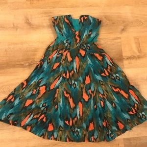 Anthropologie strapless ikat dress